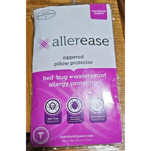 AllerEase Allergy Bedbug Protection Zipper Pillow Protector Standard Queen 20x28